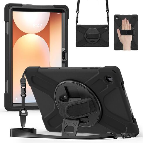 حزام معصم NINKI لهاتف Samsung Galaxy Tab S11 Ultra Cover 2025 مع حامل قلم رصاص، حامل + حبل متقاطع، حافظة واقية من الدرجة العسكرية لجهاز Galaxy Tab S11 Ultra Protector Kickstand للرجال باللون الأسود in Saudi Arabia