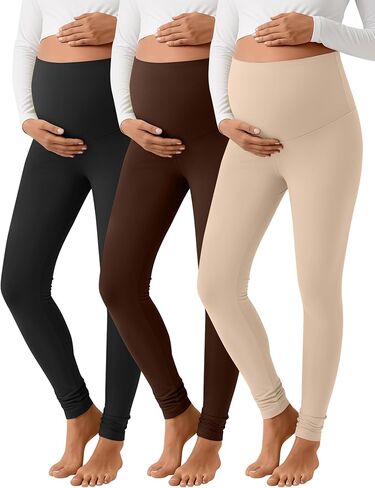 3 Pack Women's Maternity Pants Over The Belly Lightweight Stretchy Pregnancy Lounge Casual Soft Pajama Home Pants in Saudi Arabia