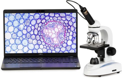 مجهر طالب أحادي العين محمول LED 40X-1000X مع كاميرا رقمية بدقة 1 ميجابكسل ومجموعة ملاقط دقيقة مكونة من 6 قطع ومجموعة شرائح مجهر مُجهزة مكونة من 100 قطعة in Saudi Arabia