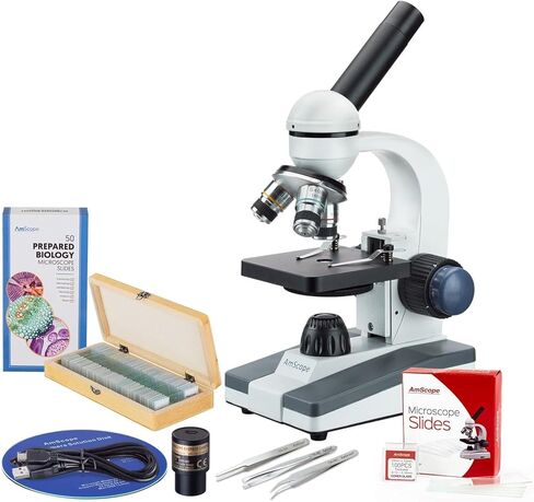 Student 40X-1000X Portable LED Monocular Student Microscope with 1MP Digital Camera, 3-Piece Precision Tweezers Set and 50-Piece Prepared Microscope Slide Set in Saudi Arabia