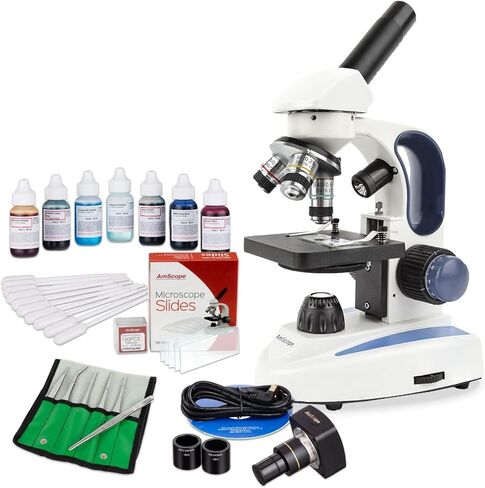Teacher's Choice: 40X-1000X Cordless LED Metal Frame Microscope with Course and Fine Focus, 5MP Digital Camera and Vital Stain Kit for Living Cells in Saudi Arabia