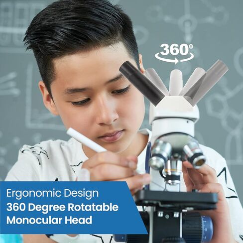 Teacher's Choice: 40X-1000X Cordless LED Metal Frame Microscope with Course and Fine Focus, 5MP Digital Camera and Vital Stain Kit for Living Cells in Saudi Arabia
