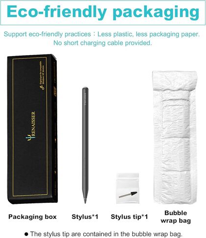 RENAISSER Microsoft Surface Pen, Raphael N520C Stylus from Taiwan, Match Surface Pro12 & 11 & 10 & 9 & 8 & 7 /Book/Studio/Go, 4096 Pressure & Tilt Sensitivity(MPP2.0), Super Lightweight, No Magnetic in Kuwait
