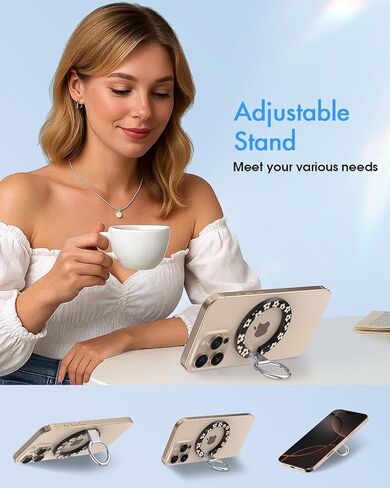 Toycamp Phone Grip Ring Holder Compatible with MagSafe - Magnetic Phone Grip Stand Women Cute Painting Removable Rotatable Magnet Accessories for iPhone 17 Pro Max/16/15/14/13/12 Series, Black Flower in Saudi Arabia
