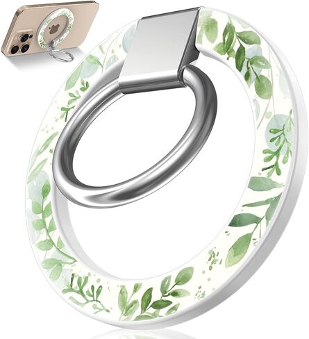 Toycamp Phone Grip Ring Holder Compatible with MagSafe - Magnetic Phone Grip Stand Women Cute Painting Removable Rotatable Magnet Accessories for iPhone 17 Pro Max/16/15/14/13/12 Series, Black Flower in Saudi Arabia