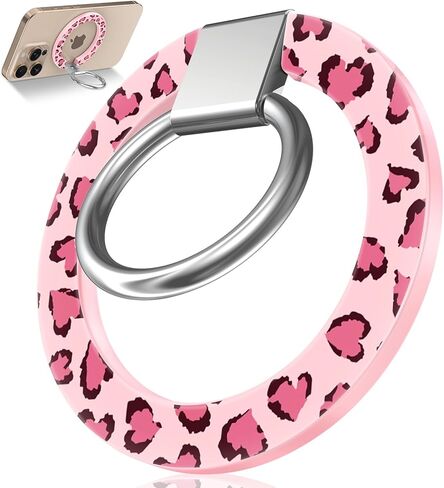 Toycamp Phone Grip Ring Holder Compatible with MagSafe - Magnetic Phone Grip Stand Women Cute Painting Removable Rotatable Magnet Accessories for iPhone 17 Pro Max/16/15/14/13/12 Series, Black Flower in Saudi Arabia