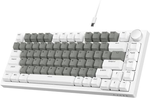 لوحة مفاتيح ميكانيكية ATTACK SHARK Ajazz AK820 مع تحكم بمقبض CNC، ولوحة مفاتيح مثبتة بحشية 75% ولوحة مفاتيح ألعاب سلكية USB قابلة للفصل لنظام Win/Mac، ضوء أبيض، NKRO، مفتاح Clicky أزرق (أسود) in Kuwait
