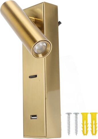 LED Wall Mounted Reading Light Modern Adjustable Angle USB Charging Lamp for Bedroom Hotel Aluminum Alloy 20cm (Warm Light) in Saudi Arabia