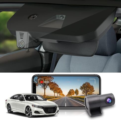 كاميرا قياس Fitcamx 4K مناسبة لهوندا أكورد 2018-2022 Hybrid (الطراز A) LX Sport SE Touring EX EX-L، مظهر OEM، فيديو 2160P UHD، واي فاي مدمج وتطبيق، تسجيل حلقة، مستشعر G، التوصيل والتشغيل، بطاقة 64 جيجابايت in Kuwait