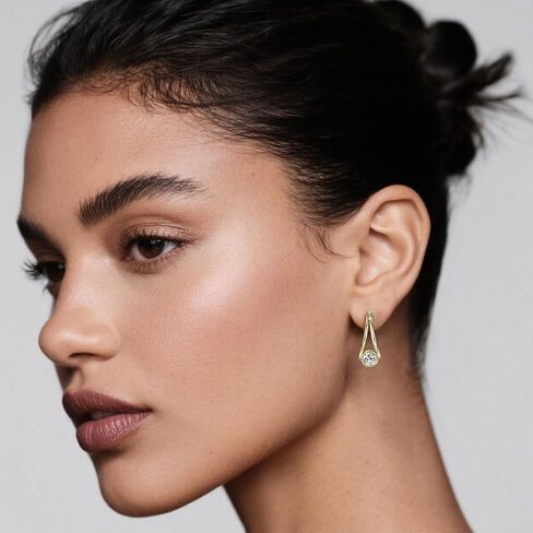 Moissanite Solitaire Hoop Huggie Earrings for Women S925 Sterling Silver D Color VVS1 Round Cut Moissanite Hypoallergenic Jewelry Birthday Mother's Day Gifts in Kuwait