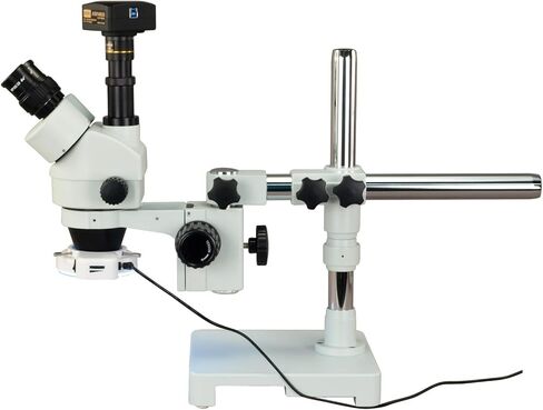OMAX 3.5X-90X 18MP USB3.0 Zoom Trinocular Stereo Microscope on Boom Stand with 64 LED Ring Light in Saudi Arabia