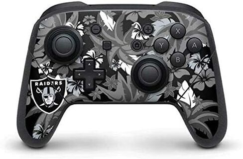 ملصق Skinit المخصص للألعاب متوافق مع وحدة تحكم Nintendo Switch Pro - تصميم طباعة استوائية مرخص رسميًا من NFL Las Vegas Raiders in Kuwait