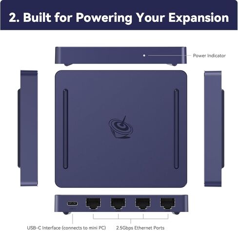Mate Mini-S، محول USB-C بسرعة 10 جيجابت في الثانية إلى Quad 2.5G LAN (4×2.5 جيجابت)، حامل ألومنيوم فائق النحافة مقاس 14.8 ملم، مزود بمنفذ USB، لأجهزة الكمبيوتر الصغيرة/أجهزة الكمبيوتر المحمولة/أجهزة الكمبيوتر المكتبية - رمادي فضائي in Kuwait