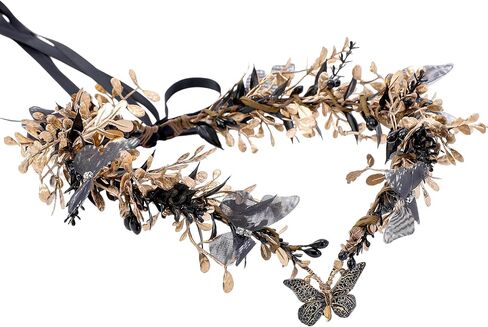 MOSTORY Handmade Fairy Butterfly Crown - Elf Flower Hadpiece Elven Headband for Women Girls Spring Wedding Maternity Shoot in Kuwait