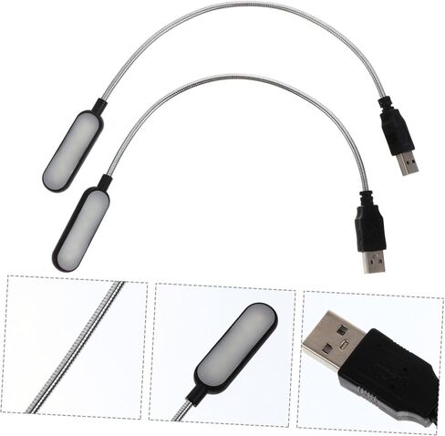 HOMSFOU 2 قطعة محمول USB محمول خفيف مصباح قراءة صغير مرن للمنزل والمكتب والسفر لإضاءة لوحة المفاتيح والشاشة، تصميم مدمج لسهولة الاستخدام in Kuwait