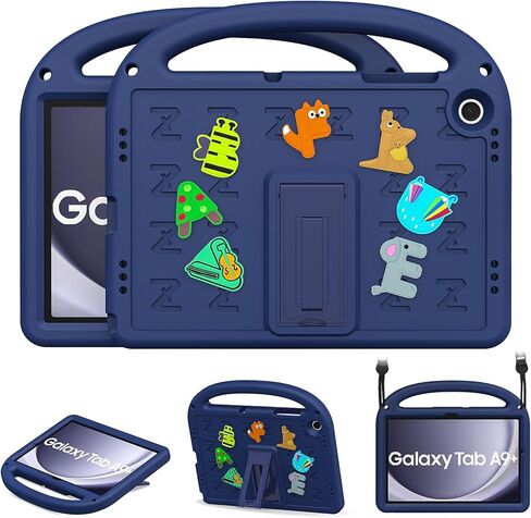 Kids Case for Samsung Galaxy Tab A9+/A9 Plus 11 Inch 2024/2023, with Anti-Slip Handle/Foldable Stand/Shoulder Strap, Shockproof Protective Galaxy Tab A9+/A9 Plus 11 Inch Case Navy Blue in Kuwait