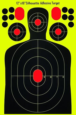 أهداف رش ظلية مقاس 12 × 18 بوصة - أهداف إطلاق نار تفاعلية عالية الرؤية مع علامات تأثير صفراء زاهية للتدريب الداخلي والخارجي in Kuwait