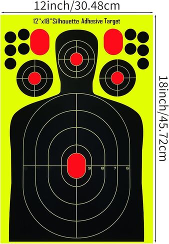 12x18 Inch Silhouette Splatter Targets – High-Visibility Reactive Shooting Targets with Bright Yellow Impact Marks for Indoor & Outdoor Training in Saudi Arabia