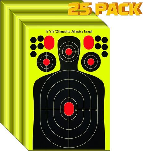 12x18 Inch Silhouette Splatter Targets – High-Visibility Reactive Shooting Targets with Bright Yellow Impact Marks for Indoor & Outdoor Training in Saudi Arabia