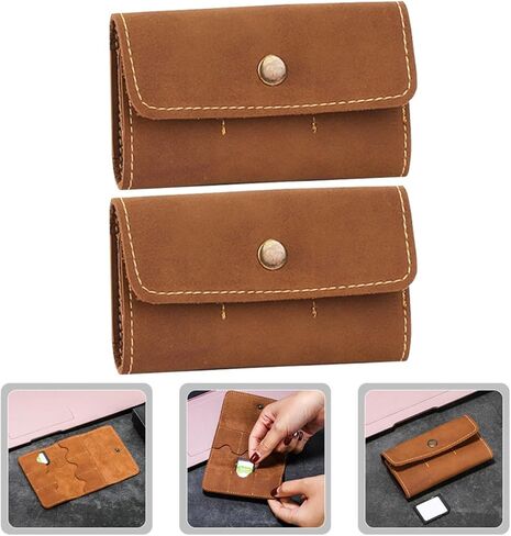 MERRYHAPY 2Pcs Memory Card Storage Case Holder for Secure Cards Retro Brown 6-Slot Organizer Box Carrying Pack for Gaming and Computer Accessories in Saudi Arabia