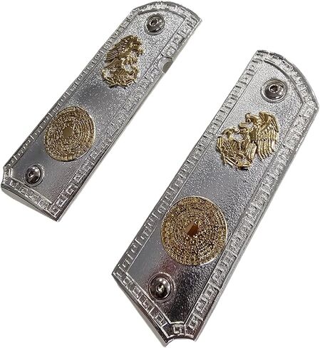 Replacement Aztec Eagle 1911 Grips Full Size for Kimber Colt Rock Island Springfield Taurus & Clones Nickel Gold Grips in Kuwait