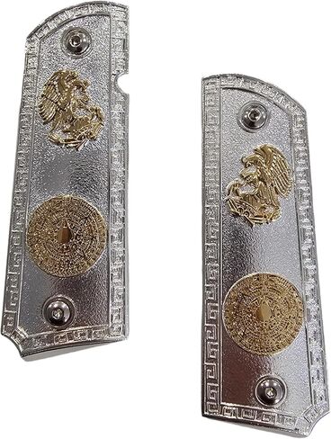 Replacement Aztec Eagle 1911 Grips Full Size for Kimber Colt Rock Island Springfield Taurus & Clones Nickel Gold Grips in Kuwait