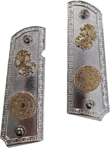 Replacement Aztec Eagle 1911 Grips Full Size for Kimber Colt Rock Island Springfield Taurus & Clones Nickel Gold Grips in Kuwait