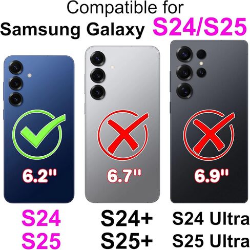 Case Wallet for Samsung Galaxy S25/S24, [Kickstand] 3 Card Holder Stand [Shockproof TPU Interior Shell], PU Leather Magnetic Protective Flip Cover 6.2", Black Flower in Kuwait