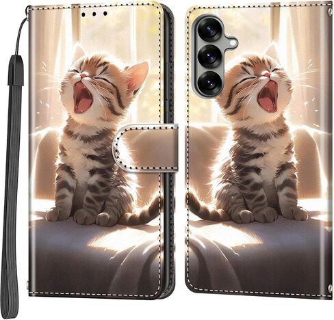 Case Wallet for Samsung Galaxy S25/S24, [Kickstand] 3 Card Holder Stand [Shockproof TPU Interior Shell], PU Leather Magnetic Protective Flip Cover 6.2", Black Flower in Kuwait