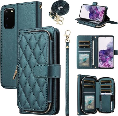 Wallet Case for Samsung Galaxy S21 5G 6.2 inch with Wrist Strap 9+ Card Slots Zipper Purse Luxury PU Leather Stand Full Body Accessories Cell Phone Cover for S 21 21S G5 Women Girls Deep Purple in Saudi Arabia