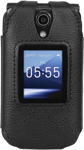 حافظة لهاتف Verizon Orbic Journey Pro/Lite Flip، هاتف Nakedcellphone [جلد نباتي أسود] غطاء مناسب للشكل [حماية مدمجة للشاشة] و[مشبك حزام معدني] لـ R320L (2024) in Kuwait