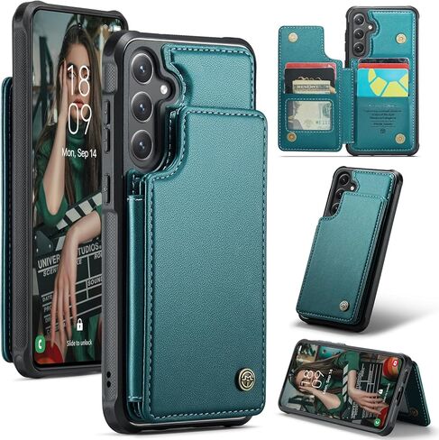 حافظة Kowauri لهاتف Samsung Galaxy S25 FE، حافظة محفظة من جلد البولي يوريثان للنساء والرجال مع فتحة حامل بطاقات RFID وإغلاق مغناطيسي وغطاء هاتف واقٍ مضاد للصدمات لهاتف Samsung Galaxy S25 FE (أحمر) in Kuwait