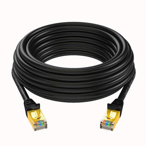 سلك تصحيح Cat7 SFTP Ethernet بطول 3 أقدام - كابل LAN نحاسي نقي 100%، مزدوج الحماية (رقائق معدنية + جديلة)، سترة PVC، موصل RJ45، 600 ميجاهرتز، تم اختباره على شكل فلوك (10 عبوات) in Kuwait