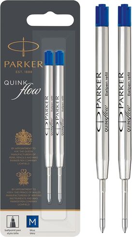 Parker Quinkflow Ballpoint Pen Pen ink swill ، طرف متوسط ​​، أزرق ، 2 عبوة in Saudi Arabia