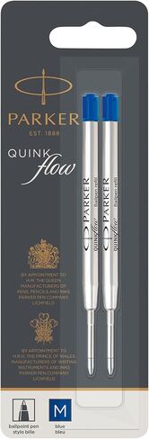 Parker Quinkflow Ballpoint Pen Pen ink swill ، طرف متوسط ​​، أزرق ، 2 عبوة in Saudi Arabia