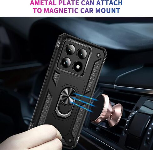 for Xiaomi 14T Case with [2 Pack] Tempered Glass Screen Protector, for Xiaomi 14T Case [Military-Grade] Protective，with Magnetic Kickstand Car Mount Holder Phone Case in Kuwait