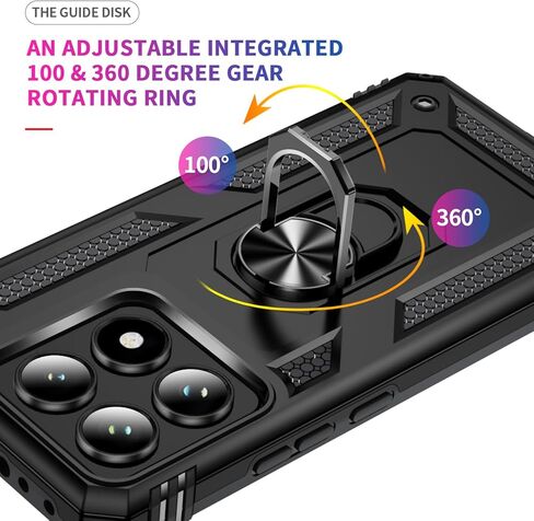for Xiaomi 14T Case with [2 Pack] Tempered Glass Screen Protector, for Xiaomi 14T Case [Military-Grade] Protective，with Magnetic Kickstand Car Mount Holder Phone Case in Kuwait