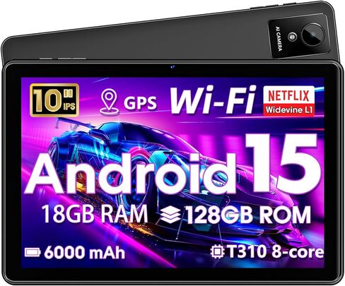 تابلت 10 بوصة، تابلت أندرويد 10 بوصة، تابلت أندرويد 15 مع ذاكرة وصول عشوائي 18 جيجابايت وذاكرة وصول عشوائي 128 جيجابايت، 1 تيرابايت قابلة للتوسيع، Widevine L1، معالج ثماني النواة، واي فاي 5، بطارية 6000 مللي أمبير في الساعة، وحدة المعالجة المركزية T310، ك in Kuwait