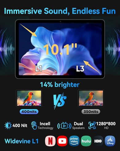 تابلت 10.1 بوصة يعمل بنظام Android 16 مزود بشاشة Gemini AI 丨 120 هرتز HD داخل الخلية 丨 16(4+12) GB RAM 128GB ROM 1TB TF 丨Octa-Core 丨Widewine L1 丨2.4G/5G WiFi+BT 5.0+GPS 丨6000mAh 丨Bpad 10 SE in Kuwait