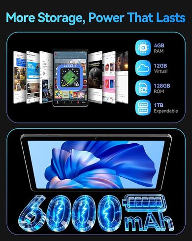 تابلت 10.1 بوصة يعمل بنظام Android 16 مزود بشاشة Gemini AI 丨 120 هرتز HD داخل الخلية 丨 16(4+12) GB RAM 128GB ROM 1TB TF 丨Octa-Core 丨Widewine L1 丨2.4G/5G WiFi+BT 5.0+GPS 丨6000mAh 丨Bpad 10 SE in Kuwait
