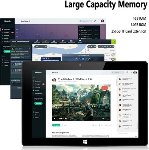 10.1" Windows Tablet Touchscreen Tablets Computer 6GB RAM 128GB ROM, 2.4G+5G WiFi, Intel Processor, USB 3.0, Micro HDMI, 6000MAH Battery, Dual Cameras, Bluetooth 5.0 in Saudi Arabia