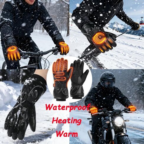 Heated Gloves,9H Working Rechargeable Heated Gloves for Men Women,Waterproof Electric Heating Ski Gloves with Touchscreen for Cold Weather Outdoor Motorcycle Skiing Climbing Hiking Hunting Xmas Gifts in Saudi Arabia