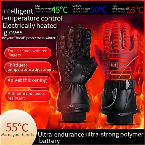 Heated Gloves,9H Working Rechargeable Heated Gloves for Men Women,Waterproof Electric Heating Ski Gloves with Touchscreen for Cold Weather Outdoor Motorcycle Skiing Climbing Hiking Hunting Xmas Gifts in Saudi Arabia
