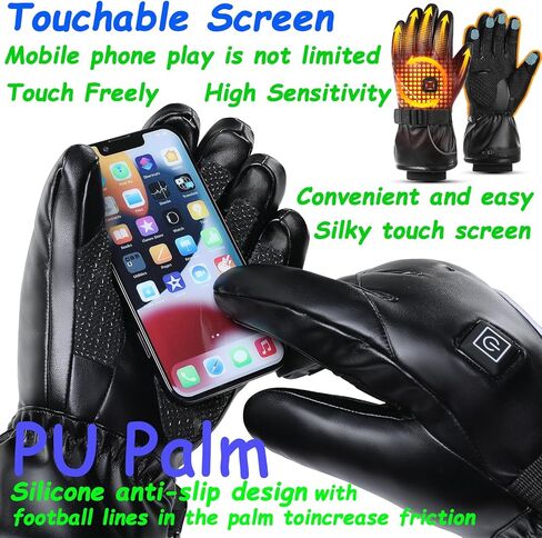 Heated Gloves,9H Working Rechargeable Heated Gloves for Men Women,Waterproof Electric Heating Ski Gloves with Touchscreen for Cold Weather Outdoor Motorcycle Skiing Climbing Hiking Hunting Xmas Gifts in Saudi Arabia