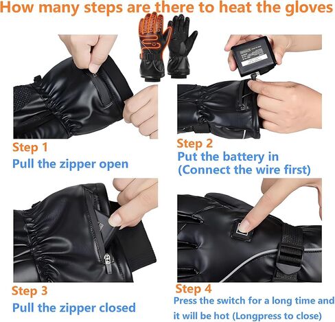 Heated Gloves,9H Working Rechargeable Heated Gloves for Men Women,Waterproof Electric Heating Ski Gloves with Touchscreen for Cold Weather Outdoor Motorcycle Skiing Climbing Hiking Hunting Xmas Gifts in Saudi Arabia