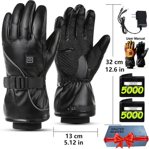 Heated Gloves,9H Working Rechargeable Heated Gloves for Men Women,Waterproof Electric Heating Ski Gloves with Touchscreen for Cold Weather Outdoor Motorcycle Skiing Climbing Hiking Hunting Xmas Gifts in Saudi Arabia