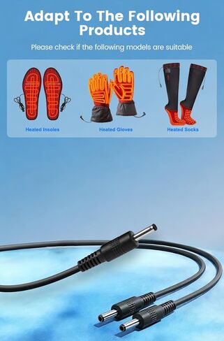 سرج 12 فولت على شكل حرف Y للملابس الساخنة - متوافق مع قفازات الدراجات النارية والنعال والجوارب البديلة من Gerbing كابل شحن سلك شاحن ثنائي المنفذ in Kuwait