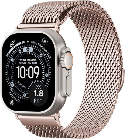 حلقة ميلانو شبكية مغناطيسية متوافقة مع سوار ساعة Apple 49 مم 46 مم 45 مم 44 مم 42 مم 41 مم 40 مم 38 مم للرجال والنساء، حزام معدني من الفولاذ المقاوم للصدأ لسلسلة iWatch Ultra 3/2/1 11 10 9 8 7 6 5 4 SE in Kuwait