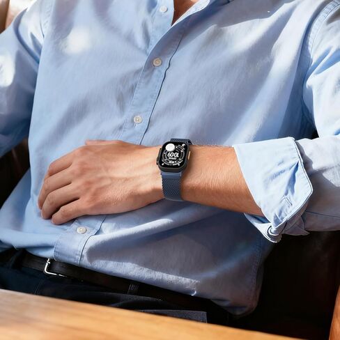 حلقة ميلانو شبكية مغناطيسية متوافقة مع سوار ساعة Apple 49 مم 46 مم 45 مم 44 مم 42 مم 41 مم 40 مم 38 مم للرجال والنساء، حزام معدني من الفولاذ المقاوم للصدأ لسلسلة iWatch Ultra 3/2/1 11 10 9 8 7 6 5 4 SE in Kuwait
