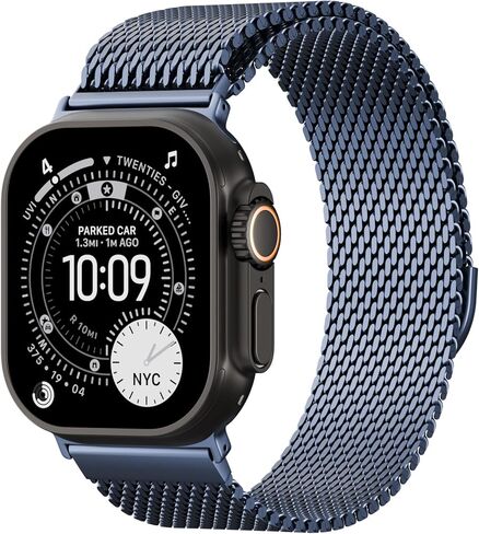 حلقة ميلانو شبكية مغناطيسية متوافقة مع سوار ساعة Apple 49 مم 46 مم 45 مم 44 مم 42 مم 41 مم 40 مم 38 مم للرجال والنساء، حزام معدني من الفولاذ المقاوم للصدأ لسلسلة iWatch Ultra 3/2/1 11 10 9 8 7 6 5 4 SE in Kuwait